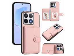 Capa Traseira De Couro Sintético Tpu Com Suporte Para Cartão E Bloqueio Rfid Para Xiaomi 14t, Ouro Rosa