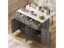 Mesa De Comedor Com Ruedas, Prateleiras Internas En Las Puertas, Isla De Cocina Com 5 Ruedas, Armarios De Almacenaje E 2 Cajones Zkaka