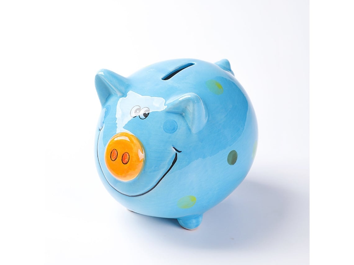 Cofrinho Grande Em Forma De Porco Com Corações, Azul Celeste, Para Crianças E Adultos. Aquaforge