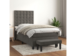 Vidaxl Cama Com Molas/colchão 100x200 Cm Veludo Cinza-escuro