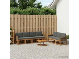Vidaxl Conjunto De Sofás Para Exterior 7 Pcs Natural E Antracite