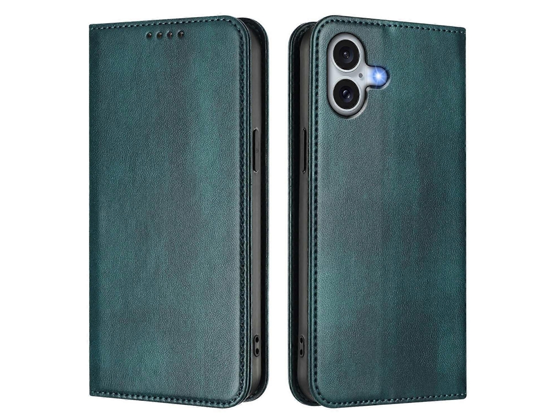 Capa Tipo Carteira Para Iphone 16 Plus, Textura Retrô, Com Bloqueio Rfid, Em Couro