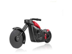 Cortador de pizza em formato de motocicleta, feito de aço inoxidável e plástico vermelho 2025 para cozinhar.