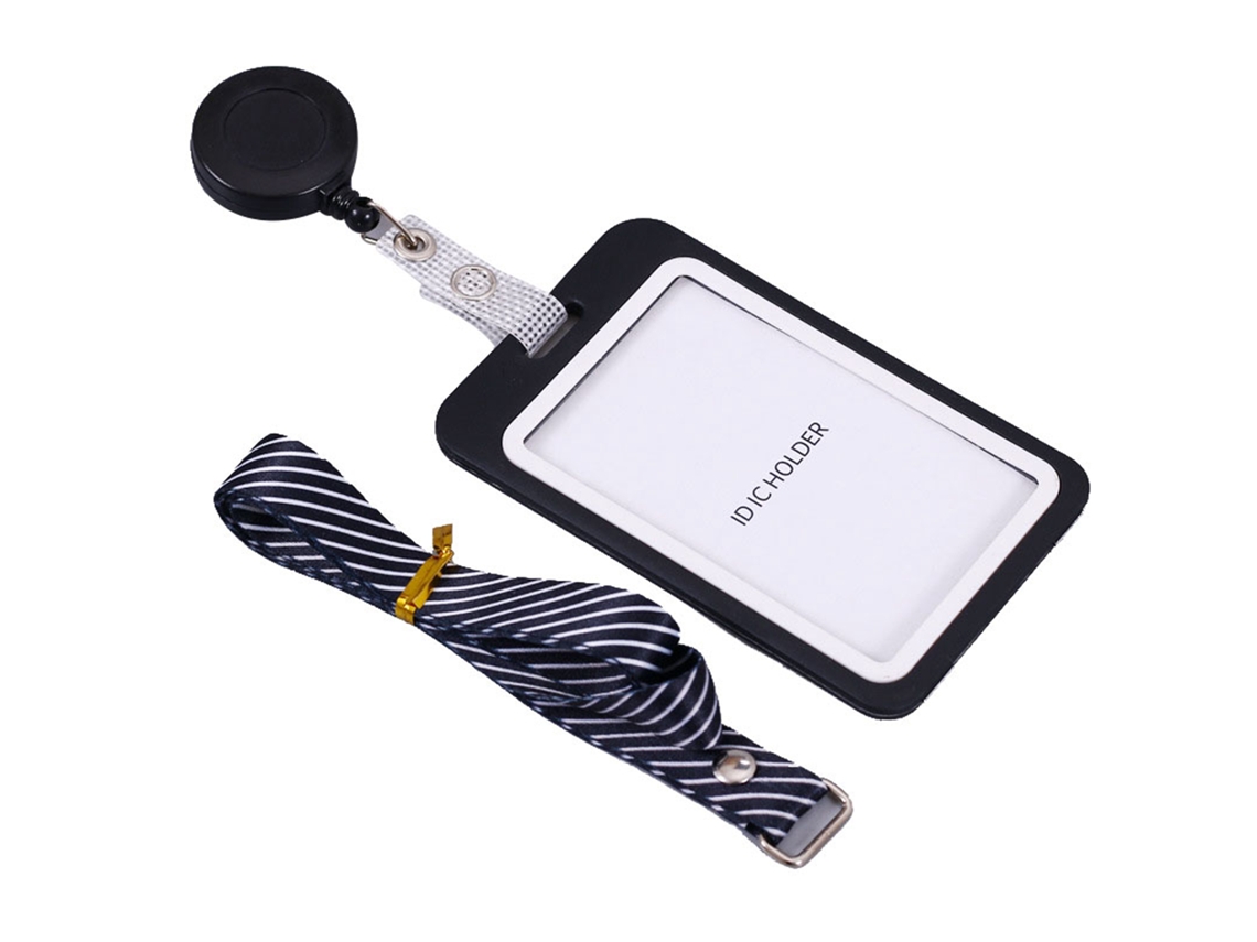 Porta crachá Vertical com Cordão Retrátil de Plástico Fosco para Funcionários | S/MARCA