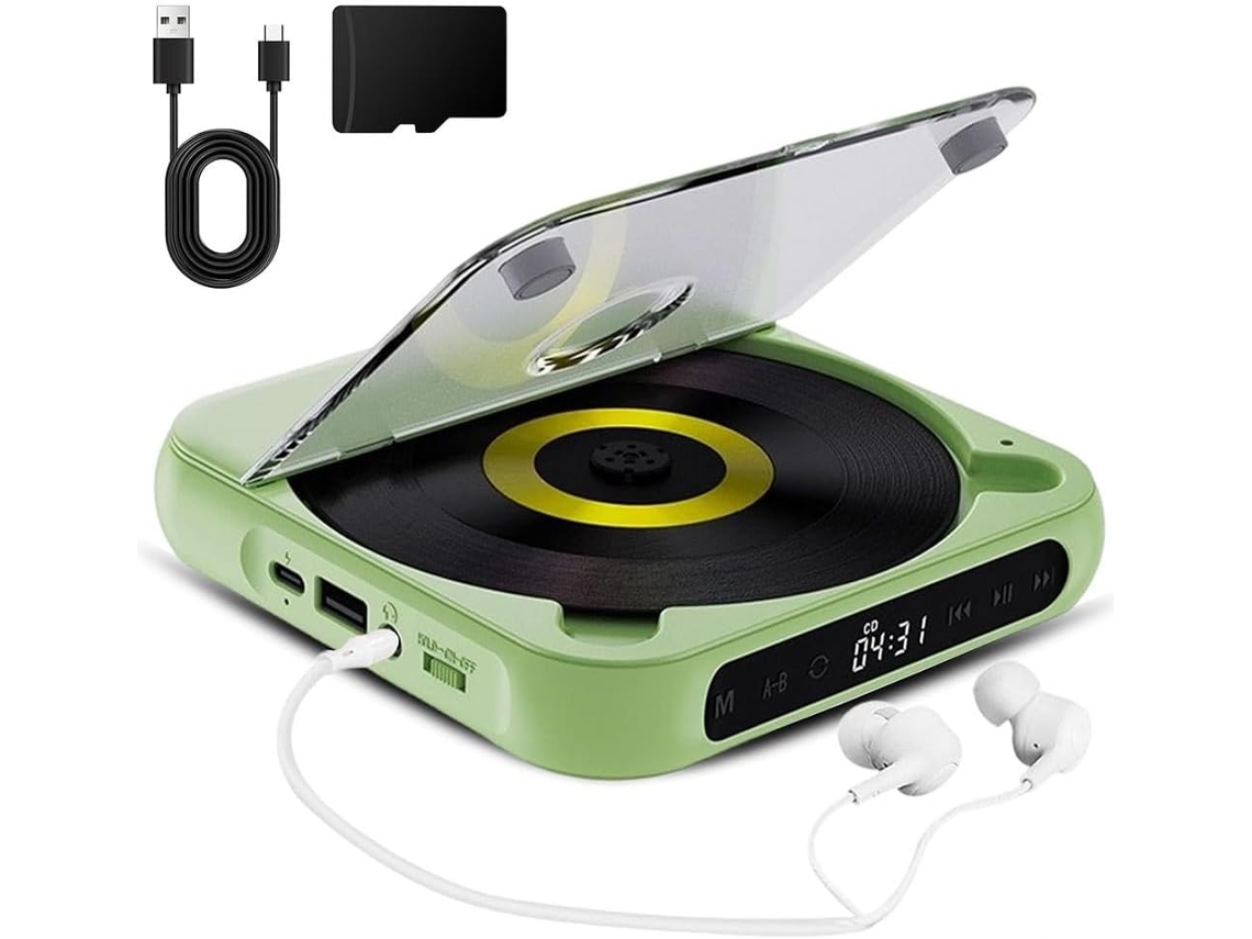 Leitor Cd Portátil, Som Hi-fi, Compátivel Com Conexão Sem Fio E Com Para Reprodução De Música, Recarregável