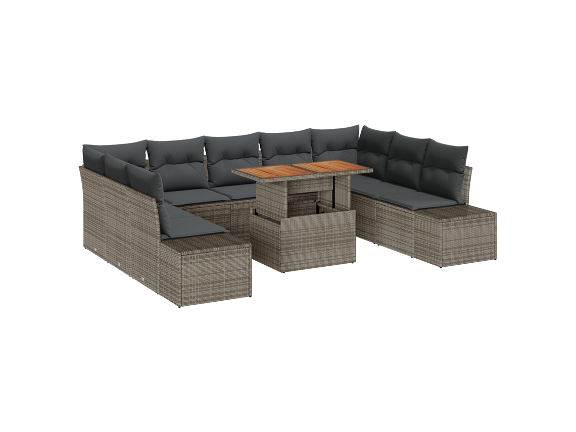 Conjunto 10 Conjunto De Jardim Vidaxl Cinzento Vime Pe (100 X 55 X 73 Cm)