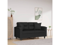 Vidaxl Sofá 2 Lugares C/ Almofadas 120 Cm Microfibra Preto