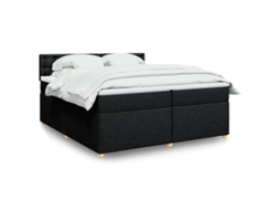 Vidaxl Cama Com Molas/colchão 200x200 Cm Tecido Preto
