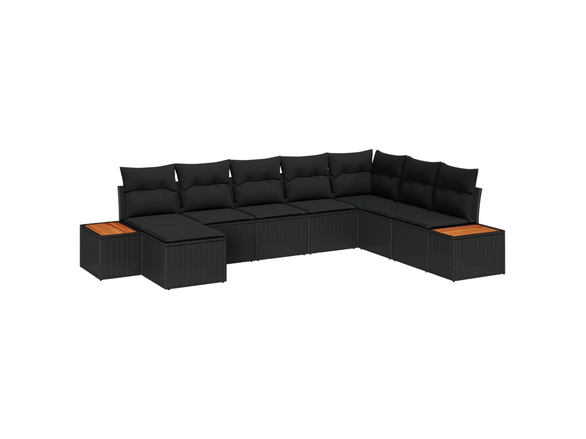 Conjunto 9 Conjunto De Móveis Para Exterior Vidaxl Preto Vime Pe (319 X 209 X 85 Cm)