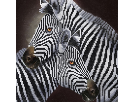 Pintura Diamante Duo de Zebras 30 X 30 Cm Youdoit CRYSTAL ART