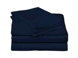 Lençóis Ajustáveis King Size 4 Peças 100 Algodão Egípcio 800 Fios Bolso Profundo 15 Polegadas Navy Azul