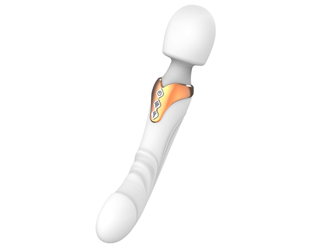 Vibrador de Silicone de Motor Duplo Bastão de Tamanho Grande Massageador de Ponto gBrinquedo Sexual Branco YIZHOOD