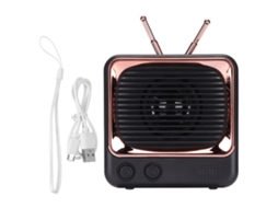 Caixa Mali de som Bluetooth portátil estilo retrô, mini, forma de TV, preto, design clássico, qualidade HiFi
