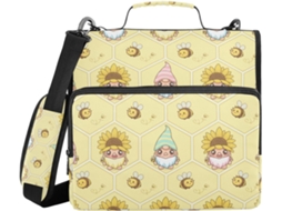 Pasta De 3 Argolas Com Fecho Zíper E Estampa Gnomo Bebê, Inclui Bolso Com Zíper, Pasta Portátil Escola Escritório