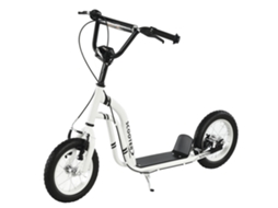 Patinete Para Crianças Maiores De 5 Anos, Com 2 Pneus De Borracha Infláveis, Freios, Guidão Ajustável, Pedal Antiderrapante, 120x58x85-95 Cm, Branco.