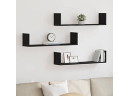 Vidaxl Prateleiras De Parede 3 Pcs Deriv. De Madeira Carvalho Preto