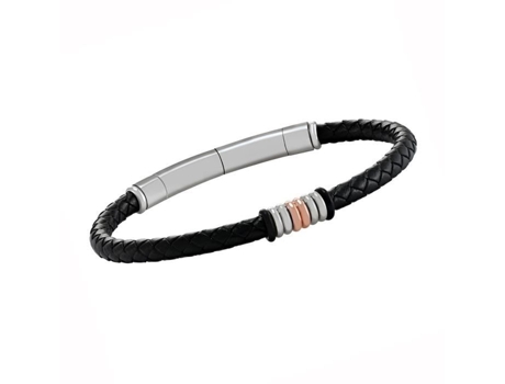 Bracelete Jourdan Bracelete Jourdan Esus Couro Trançado Aço Bicolor Rosa Ajustável Garantia De 2 Anos