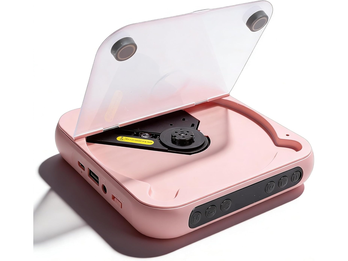 Leitor Cd Portátil Sxhlseller, Recarregável Com Bluetooth 5.3, Duas Caixas De Estéreo, Entrada Auxiliar, Usb