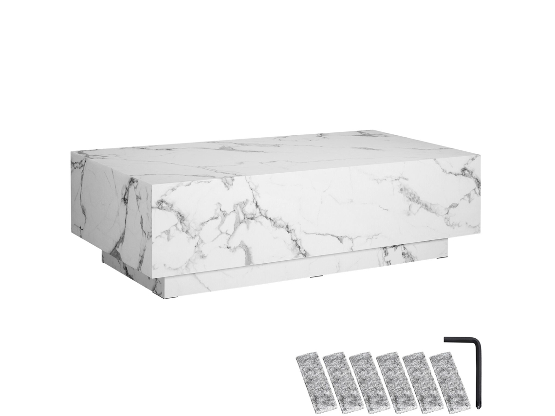 Mesa de Centro Lasley com Capacidade de Carga 45 Kg e Aspecto de Mármore Branco TECTAKE