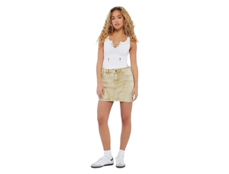 Jeans De Mulher Guess Originals Gonna Di Algodão Bege (26)