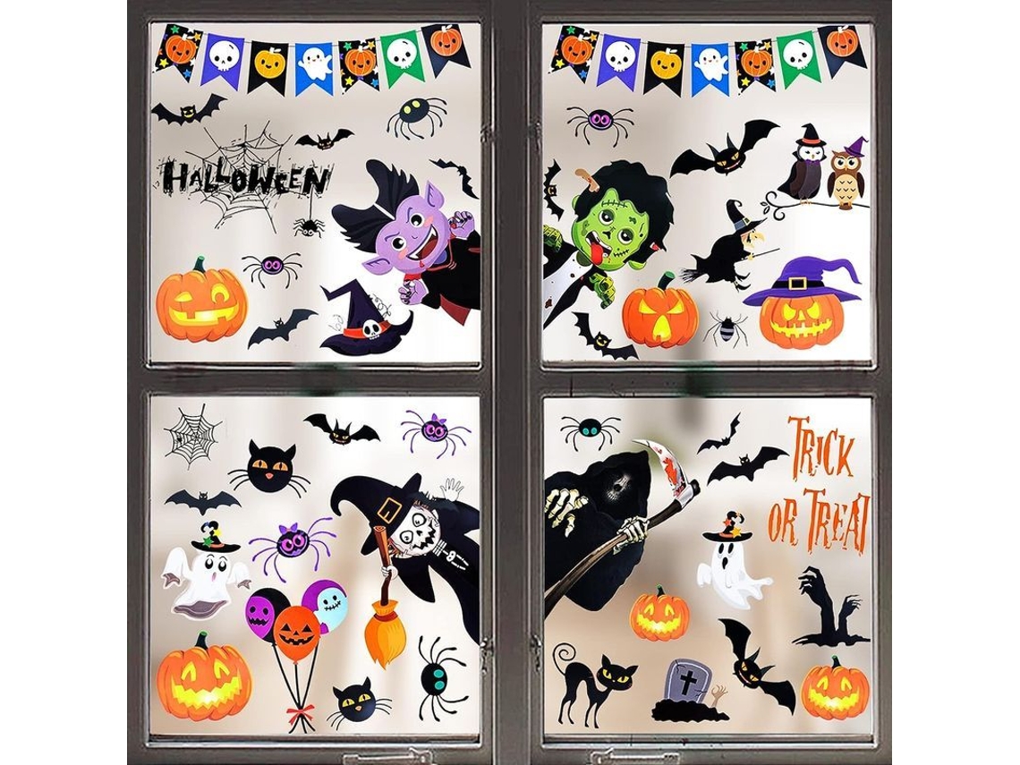 Adesivos de janela Nova Line Halloween com 55 peças monstros fantasmas morcegos abóboras