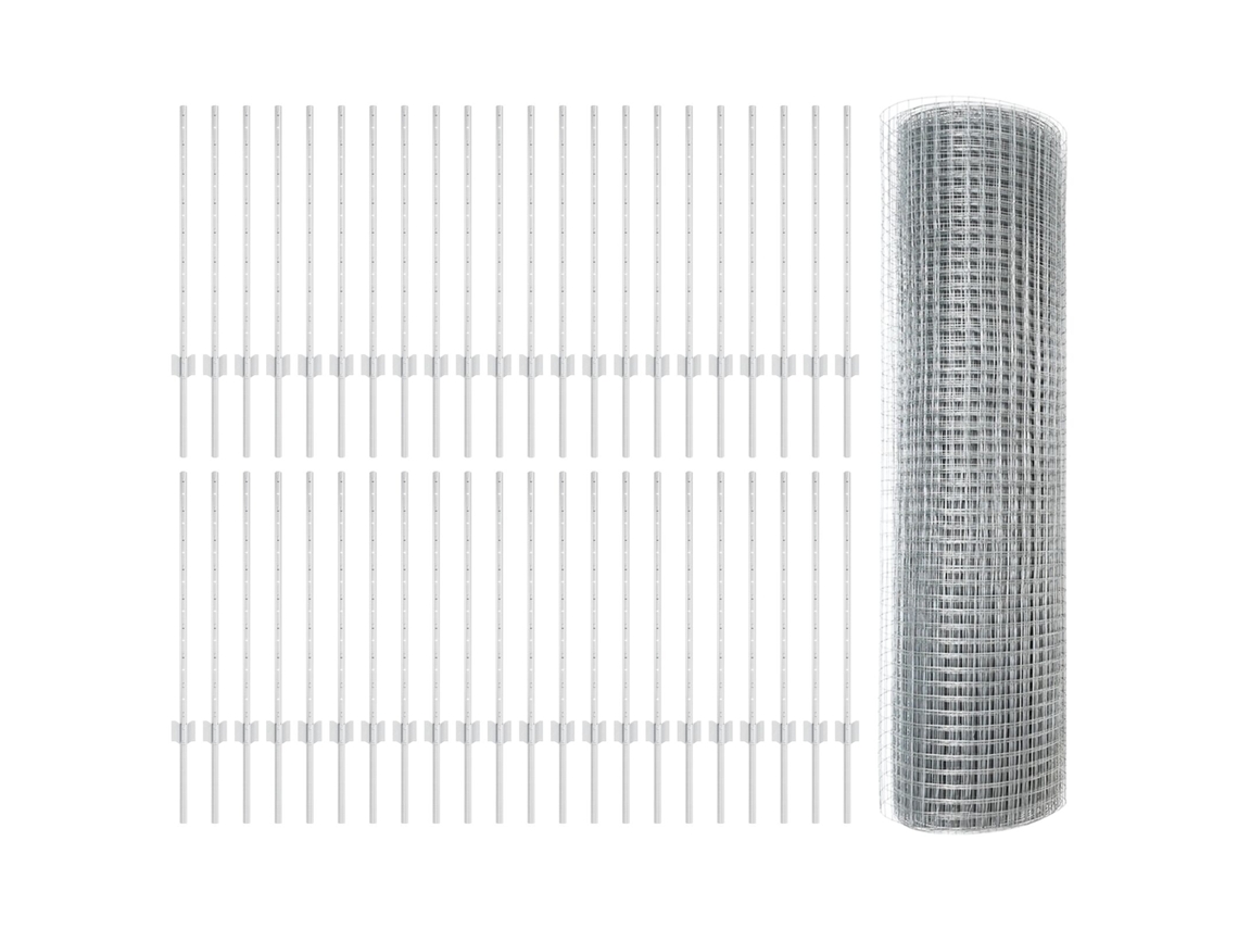 Conjunto 1 Cerca Externa Vidaxl Prateado Aço (100 X 0,8 M)