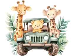 Dessin Animé Animaux Vert Girafa Leão Adesivos Muraux Chambre D'enfant Decoração De Quarto (2 Conjuntos)
