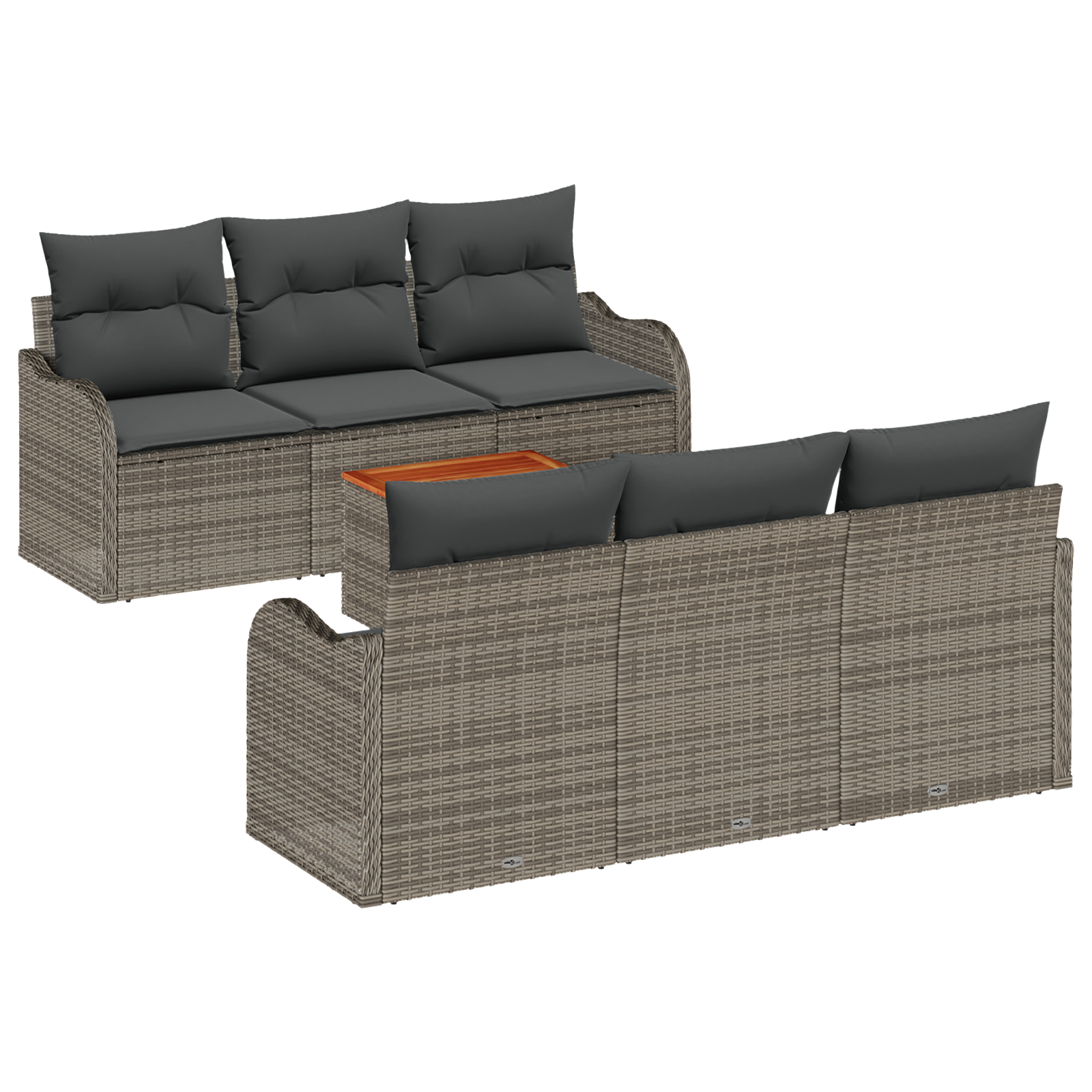 Conjunto 7 Móveis De Jardim Vidaxl Cinzento Vime Pe (176 X 62 X 69 Cm)