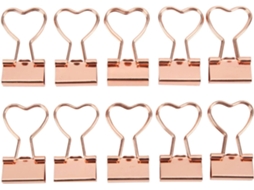 Conjunto de 10 clipes de papel Chiciris na cor rosa, resistentes e duráveis para organizar documentos contábeis.