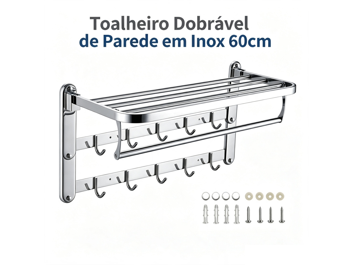 Toalheiro De Parede Em Inox 60cm