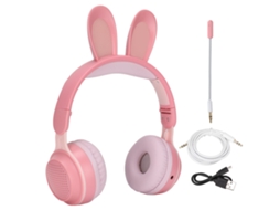 Fones de Ouvido Bluetooth Mali Crianças Orelhas de Coelho Luz Led Verde