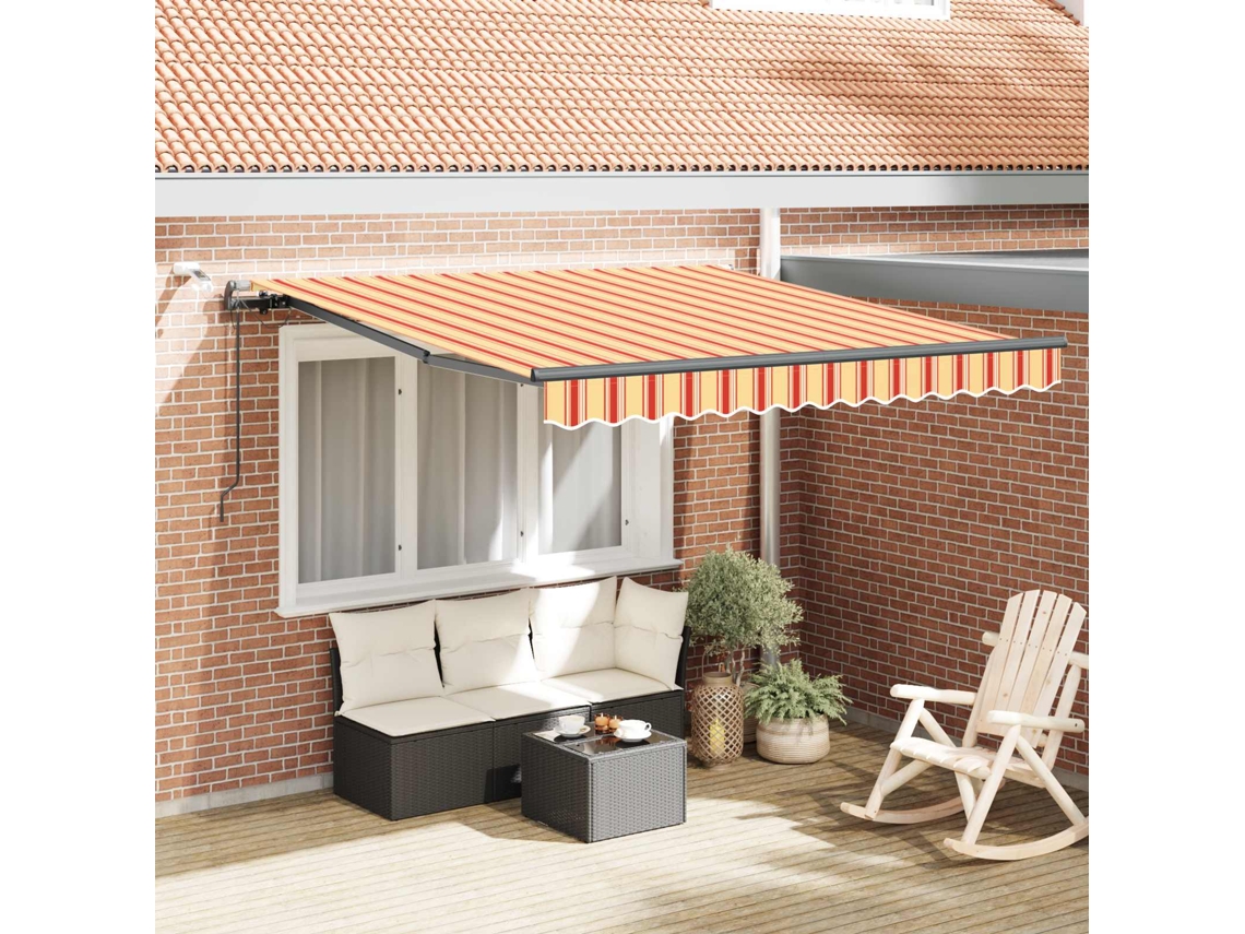 Vidaxl Toldo Retrátil Amarelo E Laranja 300 X 250 Cm Poliéster