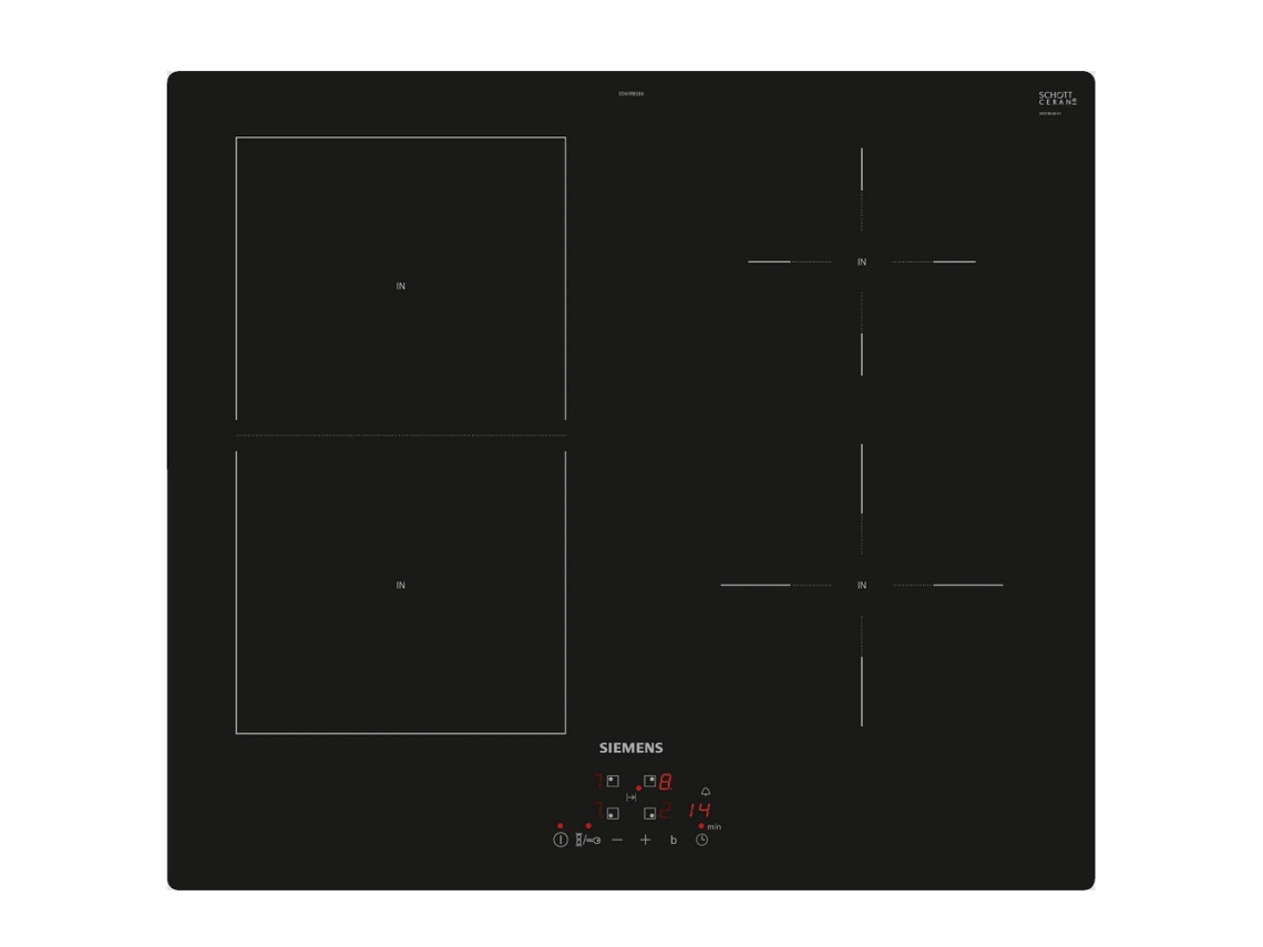 Cooktop de Indução 60Cm 4 Queimadores 6900W Preto Ed61Rbsb6E SIEMENS