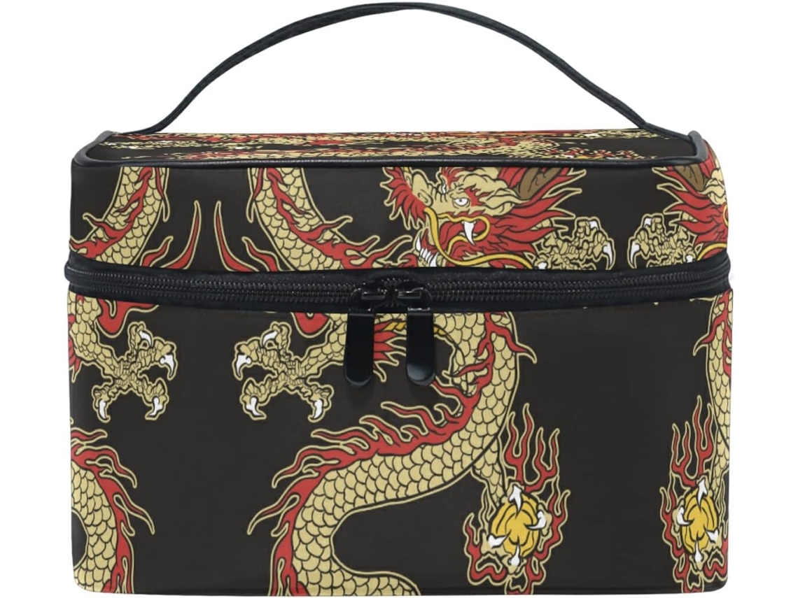 Bolsa Organizadora de Cosméticos JAPANESE com Zíper Estampa Vermelha Tecido Viagens | S/MARCA