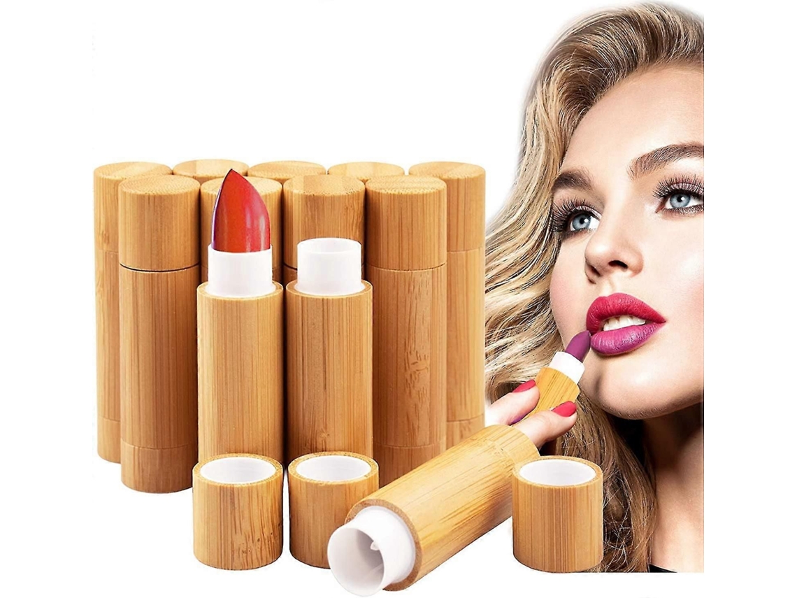 12 Tubos Vazios De Batom Em Bambu Para Refil E Diy