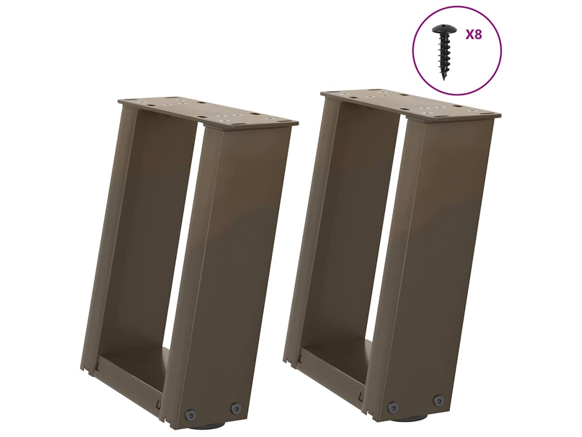 Vidaxl Pés Para Mesa De Centro Em Formato De U, 2 Peças, Aço Natural, 30x(30-31) Cm, Aço