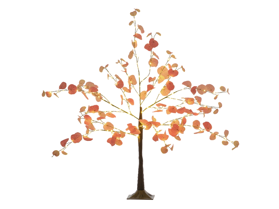 Árvore de Eucalipto Artificial 120 Cm Árvore Artificial com 175 Luzes Led e Base Decoração para Interior e Exterior Laranja e Marrom Ge