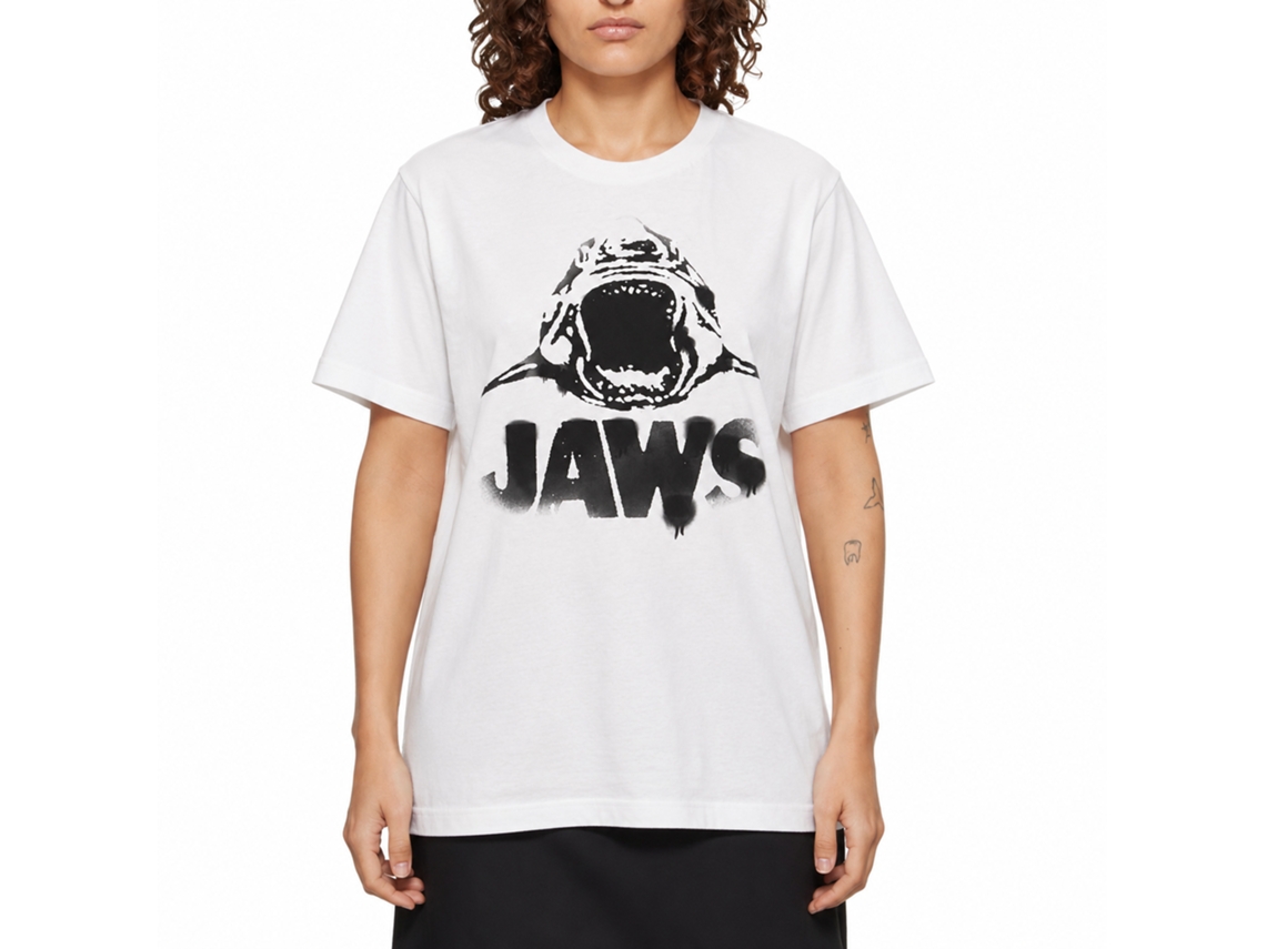 Rockinstone Jaws Movie Black Logo White Adult T-shirt Size:xxxl