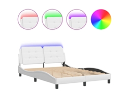 Bed Frame, Bed Frames Vidaxl Branco Couro Artificial (140 X 200 Cm)