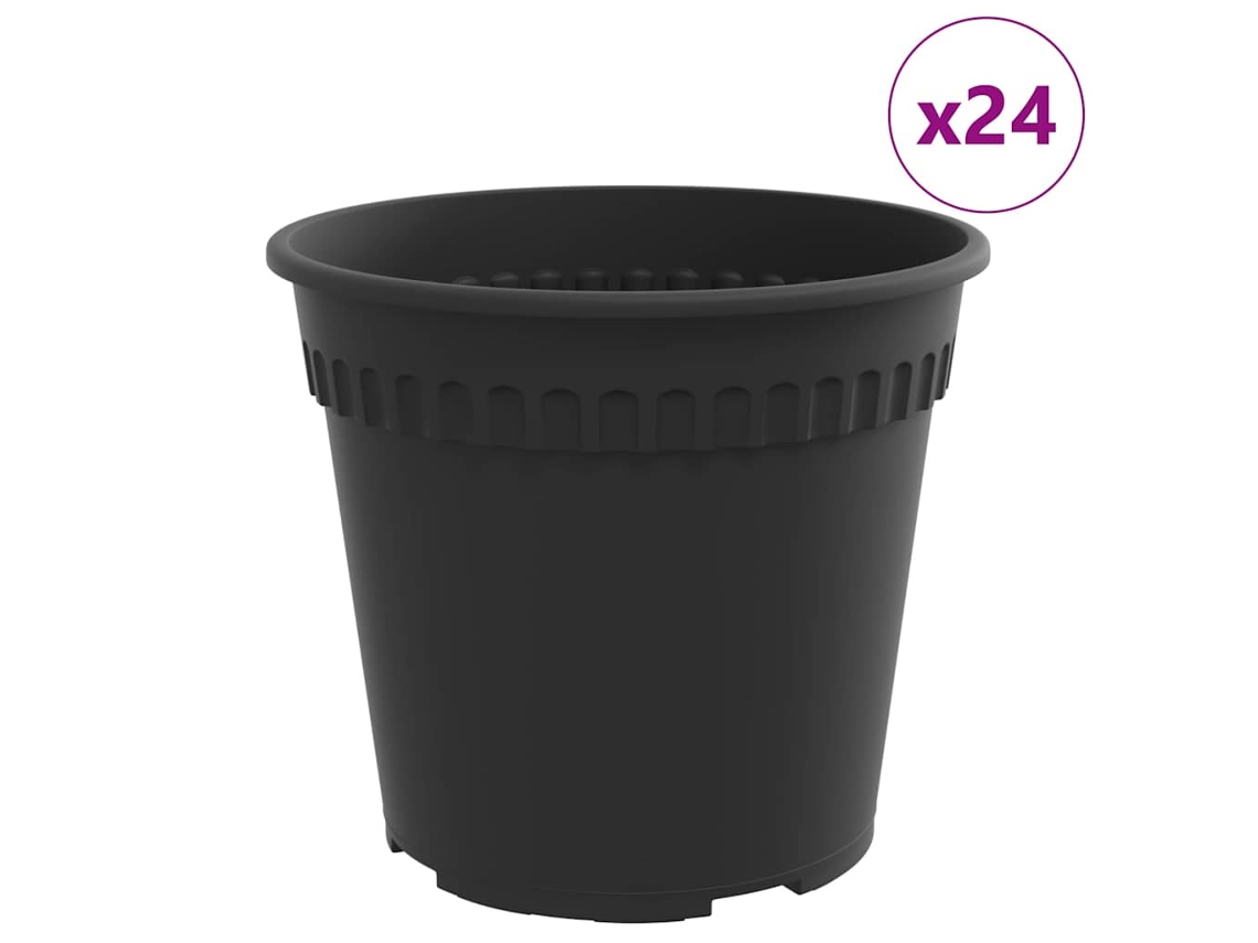 Conjunto 24 Vaso De Flores Vidaxl Preto Plástico (ø 19 X 16,5 Cm)