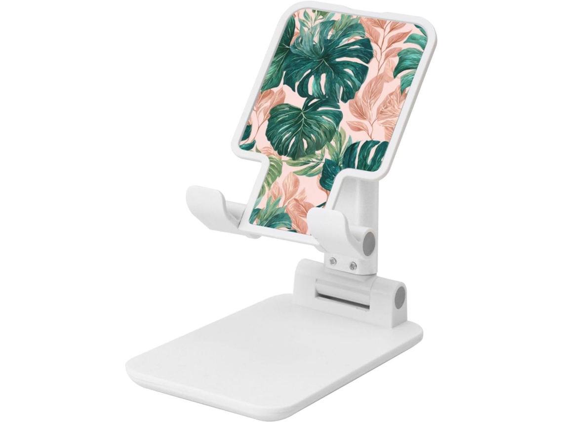Suporte Dobrável Para Celular Monstera, Com Estampa De Mandala Folhas Tropicais, Ângulo Ajustável, Altura Para Mesa