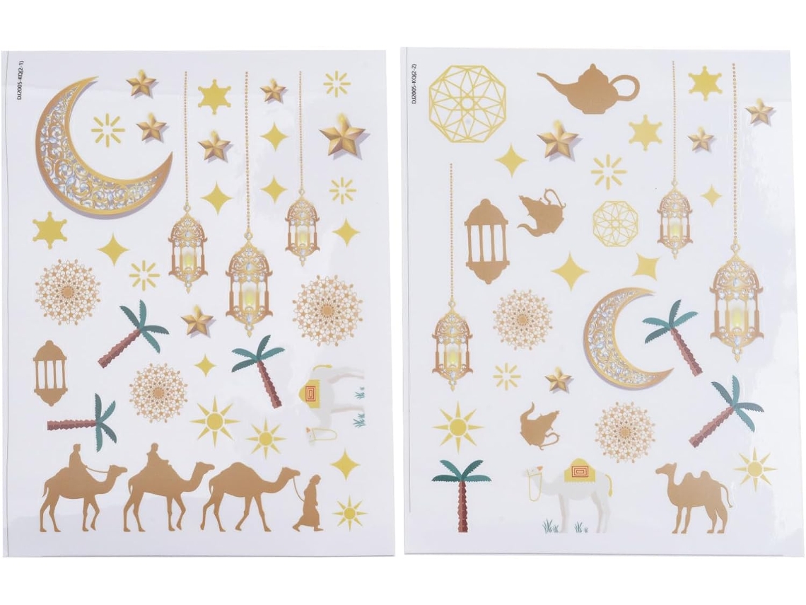 Conjunto De 2 Adesivos De Pvc Para Janelas E Paredes Com O Tema Eid, Versáteis Artigos Para Festas Islâmicas