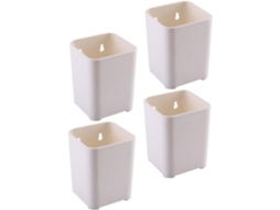 Conjunto de 4 Stobaza Creative Porta lápis Mesa em Plástico Bege, Leve e Portátil para Escritório, Organizador