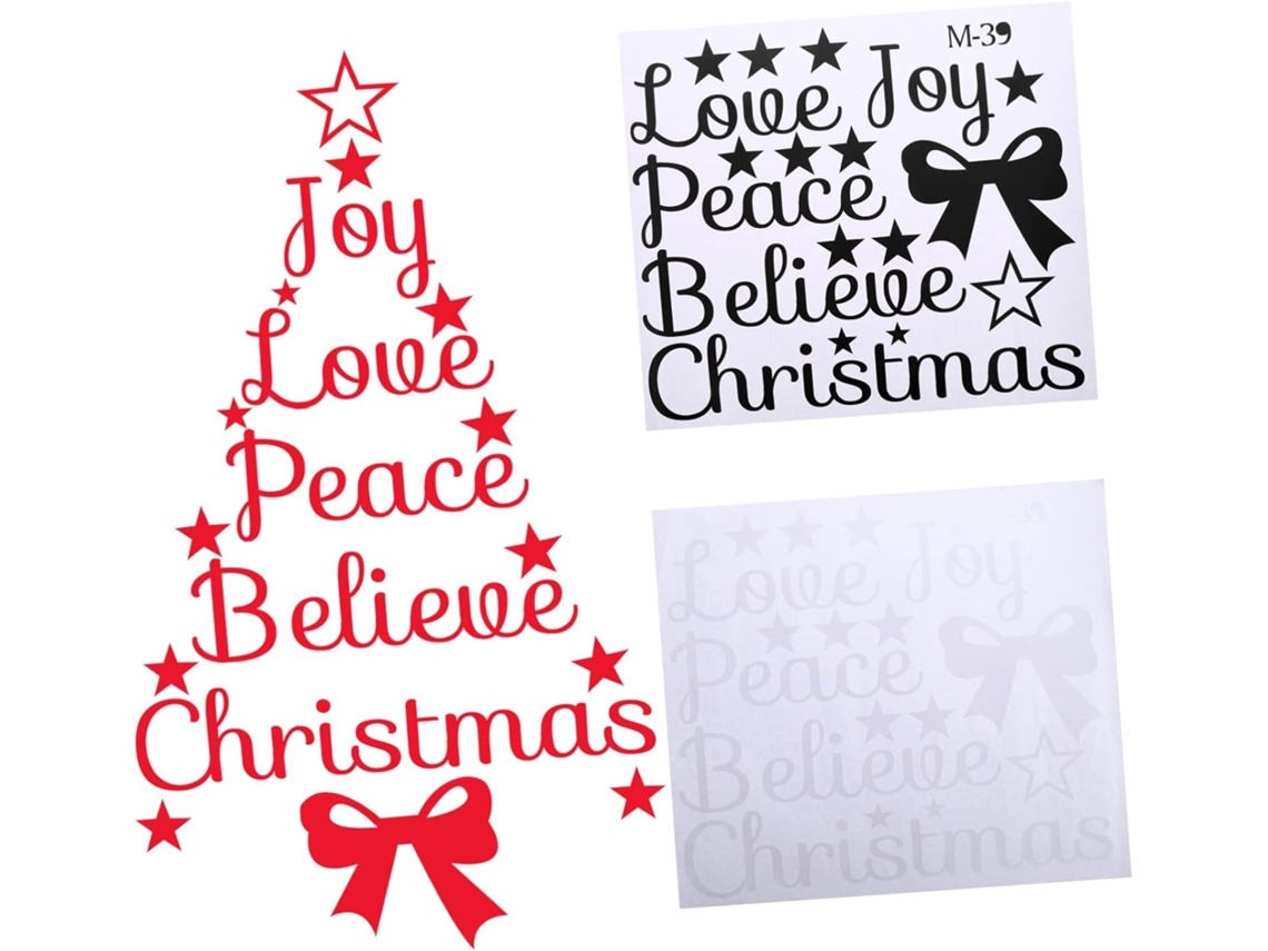 Conjunto De 3 Adesivos Decorativos De Parede Em Formato De Árvore De Natal, Removíveis E Com Mensage Gokoco
