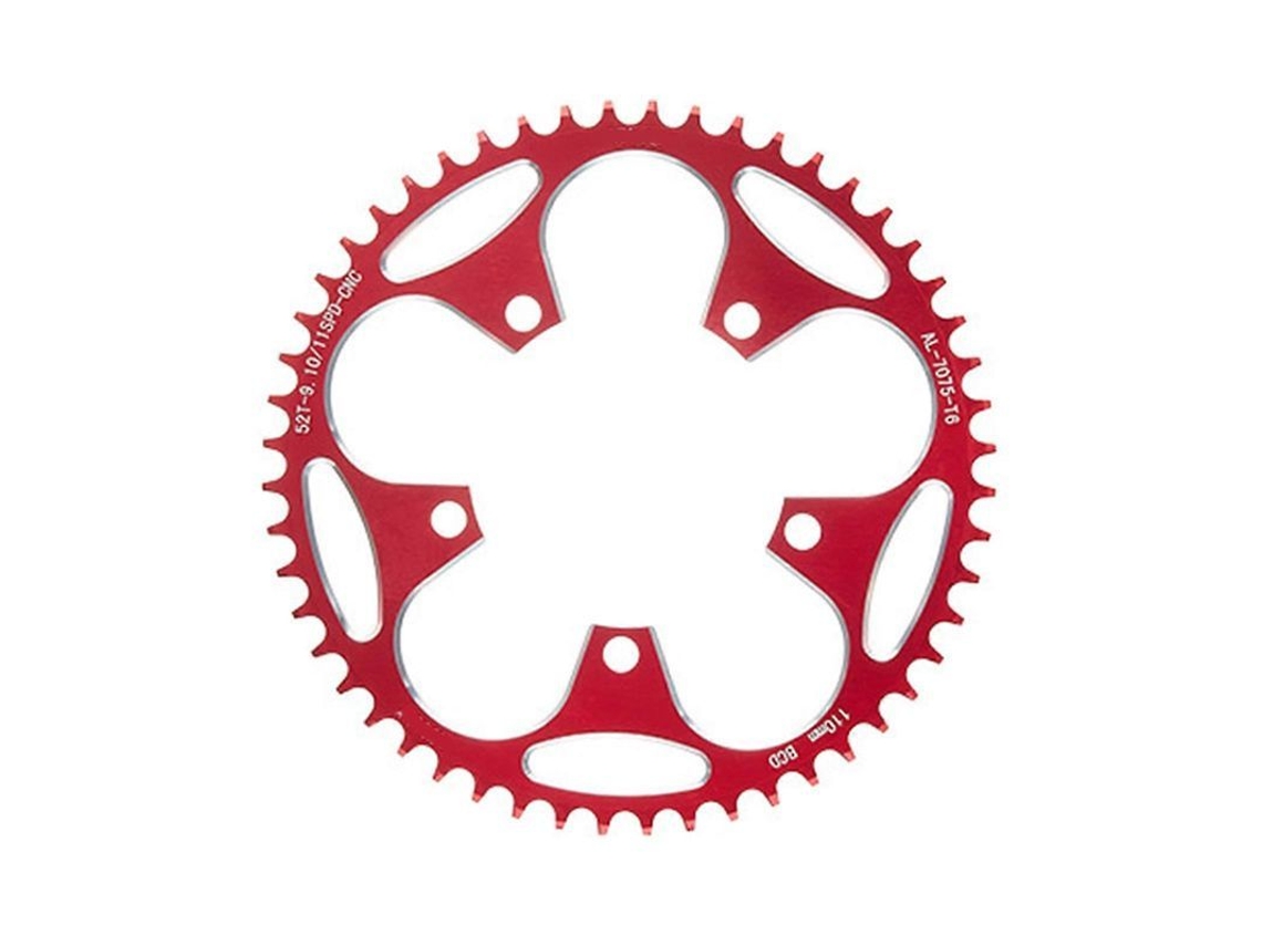 Yuru engrenagem de Bicicleta de Montanha, 5 Parafusos, 110bcd/130bcd, 52t, Vermelha
