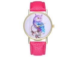 Relógio de Pulso Feminino de Quartzo com Padrão de Avestruz Dreamcatcher Rosy