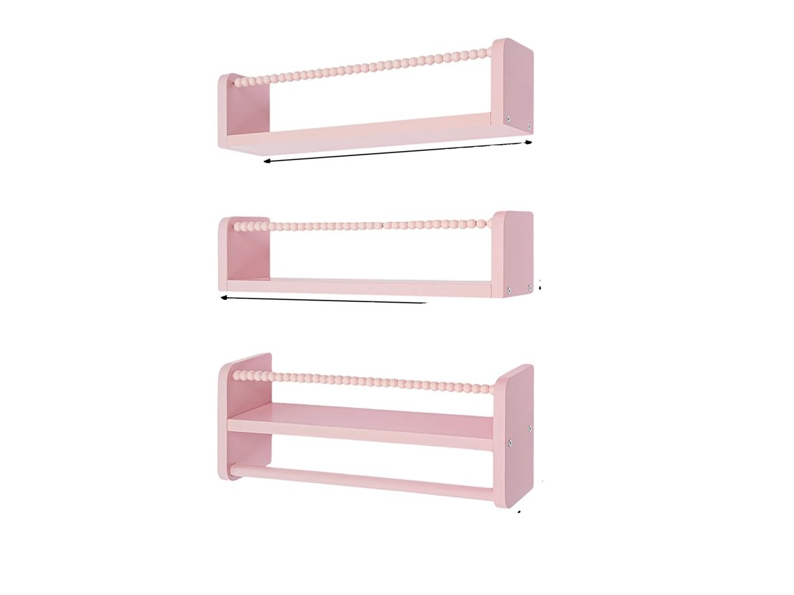 Prateleiras De Armazenamento De Parede, Madeira De Pinheiro Durável, Design Versátil, Rosa