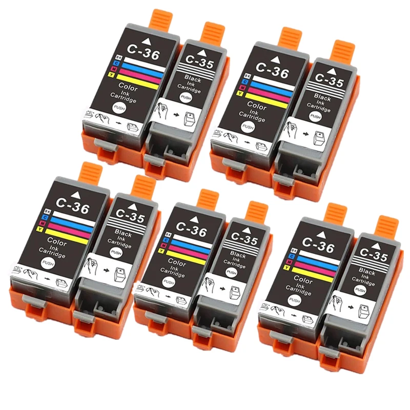 Conjunto de 5 Tinteiros Pgi 35, Pgi35, Cli 36 e Cli36 Compatíveis com as Impressoras Canon Pixma Ip100, Ip110, Ip100b e Tr150. MDUG