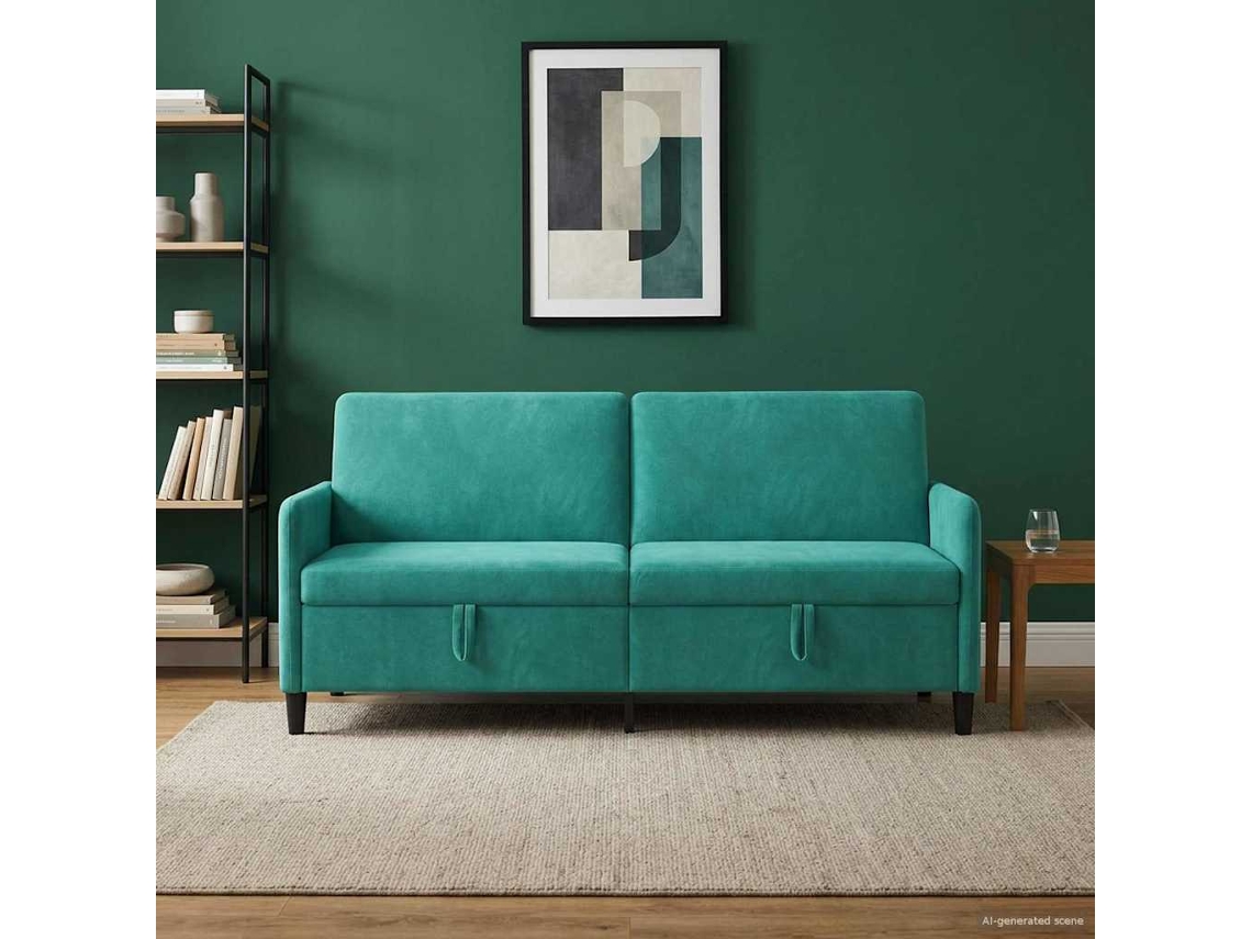 Vidaxl Sofa Com Armazenamento Turquesa 192 X 78 X 87 Cm Poliéster