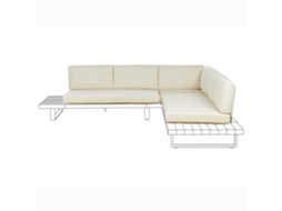 Conjunto De Capas Para Almofadas De Exterior Beliani Mykonos De Poliéster Branco Creme 136x75x11